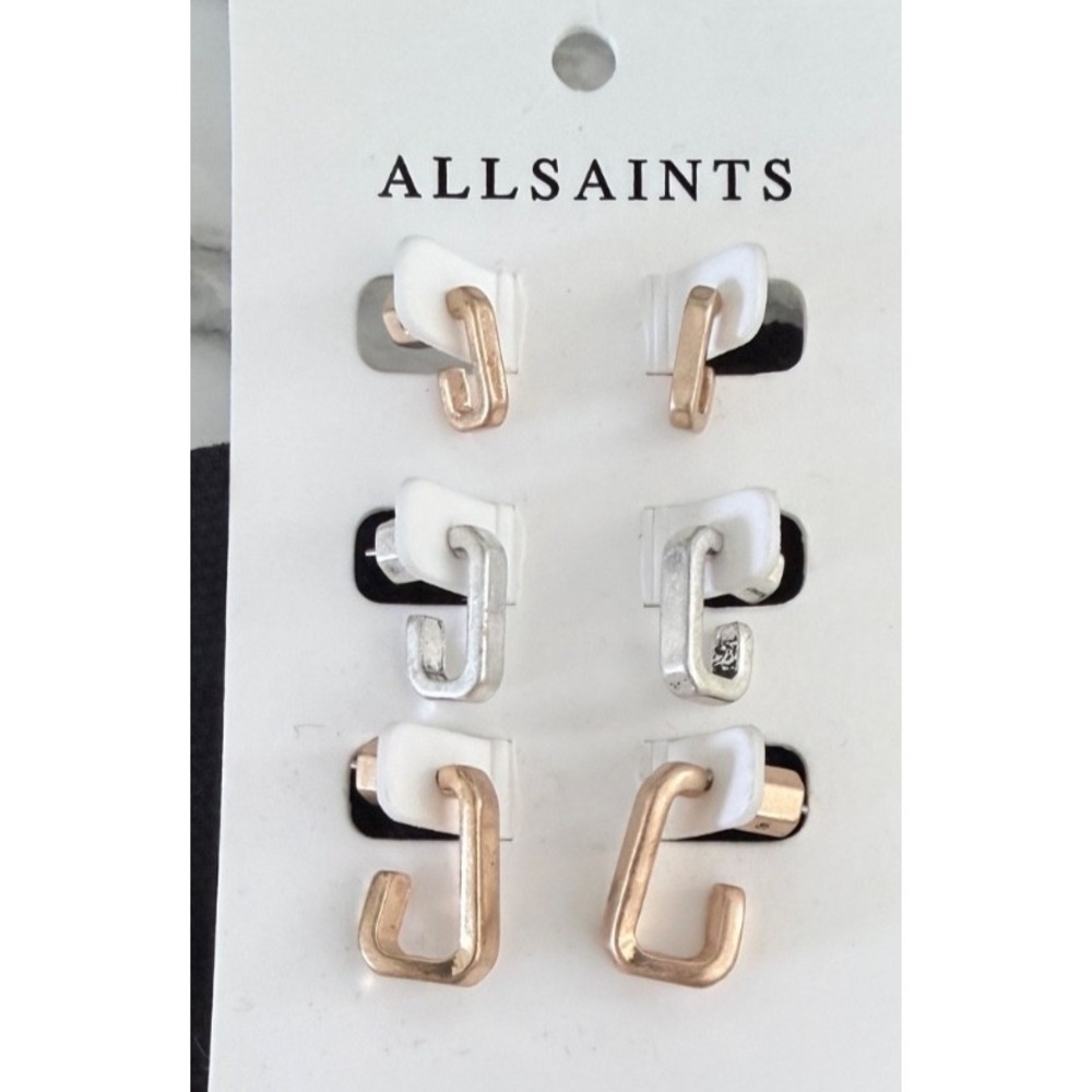 Allsaints 3 in 1 - Tia Hex Hoop Earring Set